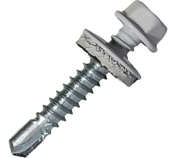 Саморез кровельный по металлу HARDWEX ТМ HWX7-W-P9-5.5x32 мм, св.№3, RAL 7047, 200 шт. 5190000240010 1