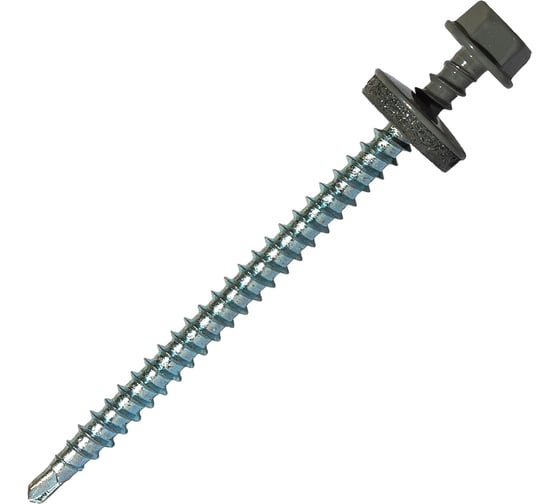 Саморез кровельный по дереву HARDWEX ТМ HWX2-W-P5-4.8x70 мм, св.№1, RAL 7005, 100 шт. 5190000023385 1