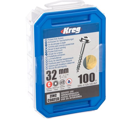 Шурупы KREG с крупным шагом, 1-1/4", 100 шт. SML-C125-100-INT