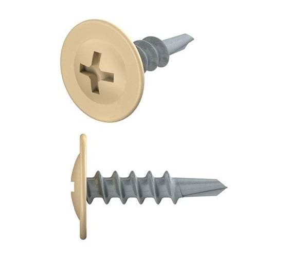 Саморез с прессшайбой STARFIX 4.2x16 мм, цинк, со сверлом, RAL 1014, 14000 шт. SM-30952-14000 1