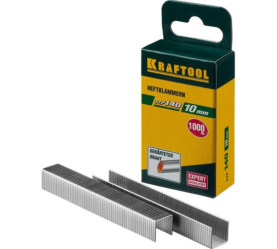 Скобы для степлера KRAFTOOL тип 140 (G/11/57) , калибр 20GA, 10мм, 1000шт 31680-10