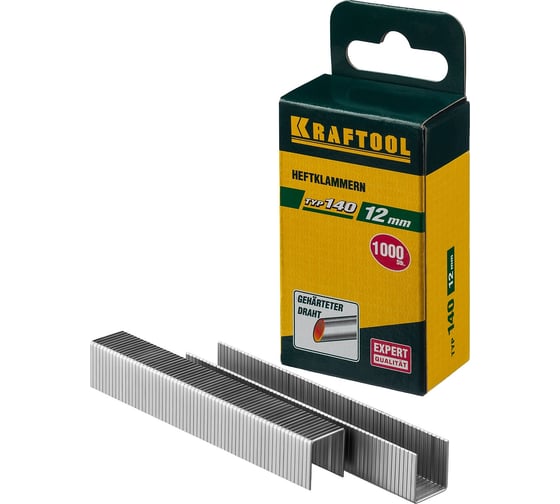 Скобы для степлера KRAFTOOL тип 140 (G/11/57) , калибр 20GA, 12мм, 1000шт 31680-12