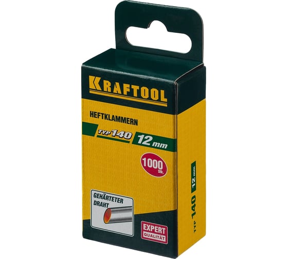 Скобы для степлера KRAFTOOL тип 140 (G/11/57) , калибр 20GA, 12мм, 1000шт 31680-12