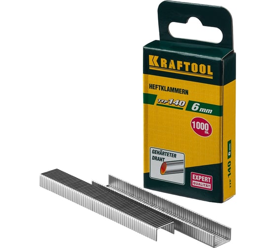 Скобы для степлера KRAFTOOL тип 140 (G/11/57) , калибр 20GA, 6мм, 1000шт 31680-06 1