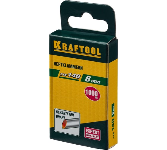 Скобы для степлера KRAFTOOL тип 140 (G/11/57) , калибр 20GA, 6мм, 1000шт 31680-06