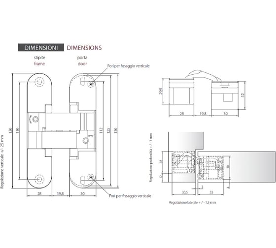 Скрытая петля для компланарных дверей MORELLI HH-18 W, белый 9011739