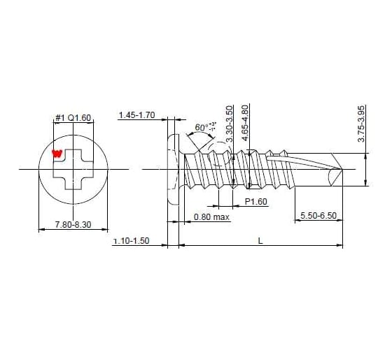 Саморез для ЛСТК HARDWEX ТМ HWX5-A-P6-4.8x16 мм, св.№3, SCR №1, GREY E-COAT, 1000 шт. 5190000000409