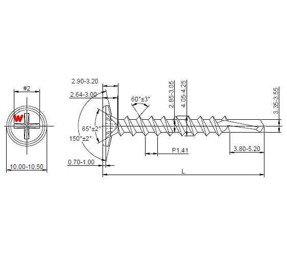 Саморез для облицовочных панелей HARDWEX ТМ HWX2-GG-P5-4.2x41 мм, Phillips №2, RUSPERT, 500 шт. 5190000000331