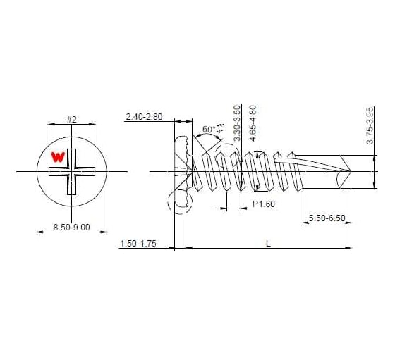Саморез для ЛСТК HARDWEX ТМ HWX5-GB-P6-4.8x20 мм, св.№3, Phillips №2, GREY E-COAT, 1000 шт. 5190000001048