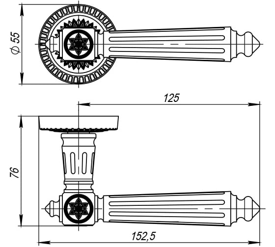 Раздельная ручка ARMADILLO R.CL55.Matador (Matador CL4) GOLD-24 золото 24К 28721