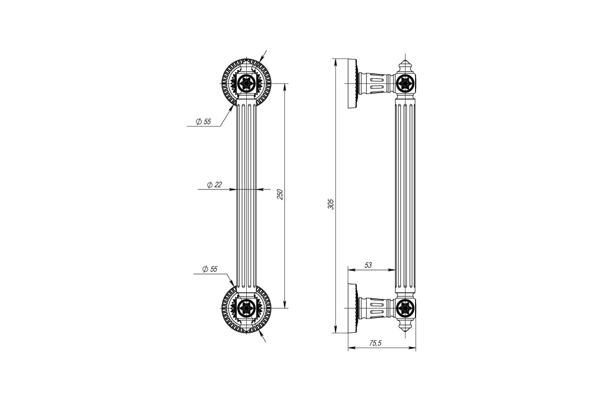 Ручка скоба armadillo matador pull cl silver 925 серебро 925