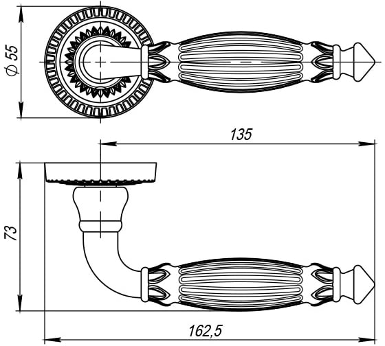 Раздельная ручка ARMADILLO R.CL55.Bella (Bella CL2) GOLD-24 золото 24К 28713