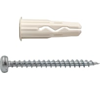 Универсальный нейлоновый дюбель ЕВРОПАРТНЕР белый, multi pro, 6x25 мм, шуруп multi, полукруглая голова, tx15, zn, 4x40 мм + бита tx, 30 шт. RB3 0136
