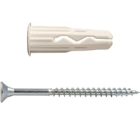 Универсальный нейлоновый дюбель ЕВРОПАРТНЕР белый, multi pro, 6x25 мм, шуруп multi, потайная голова, неполная резьба, tx25, zn, 4,5x50 мм, бита tx, 25 шт. RB3 0134