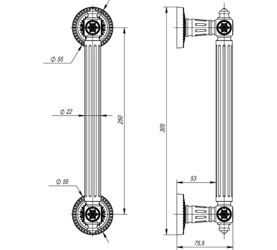 Ручка-скоба Armadillo ( Matador PULL CL) GOLD-24 золото 24К PULL.CL250.Matador 36539
