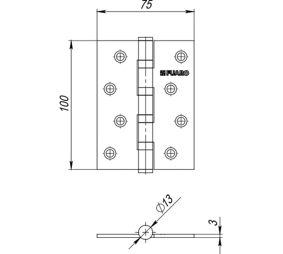Универсальная петля FUARO HEAVY BL (черный) 100x75x3 мм (2 шт) IN4400U 46507