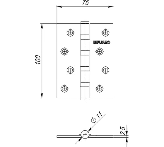 Универсальная петля FUARO OS (4BB/A 100x75x2,5) античное серебро (2 шт) IN4400U/A 45467