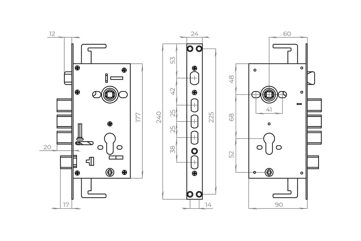 Корпус врезного замка kfv rps 50 pz 45 16 vrz