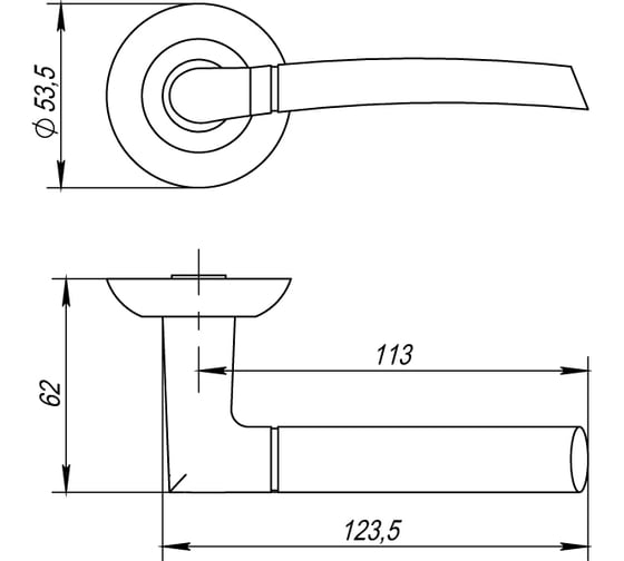 Раздельная ручка AJAX R.PR54.RODEO (RODEO PR) SN/CP-3 матовый никель/хром 44773