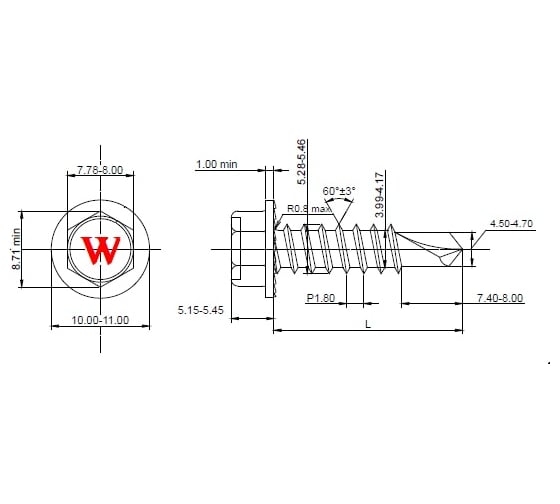 Саморез по металлу без шайбы HARDWEX ТМ HWX7-G-Р9-5.5x19 мм, св.№3