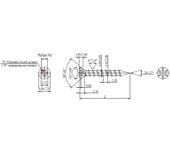 Саморез для оконных конструкций HARDWEX ТМ HWX1-GM-SP-4.1x25 мм, Phillips №2, цинк, 1000 шт. 3000000000618