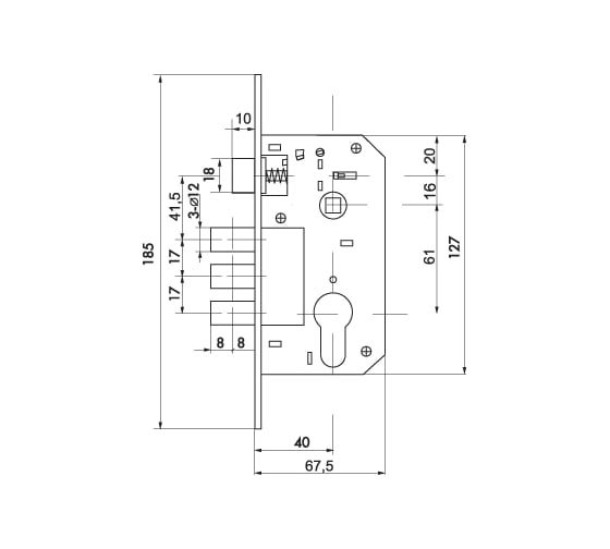 Цилиндровый замок с в комплекте с ручкой FUARO LOCKSET.1511W/B CP хром 27017