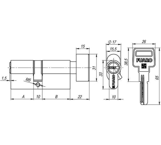 Цилиндровый механизм FUARO (R602/60) R6002Knob60(25+10+25) AB бронза 5Key с вертушкой 27279