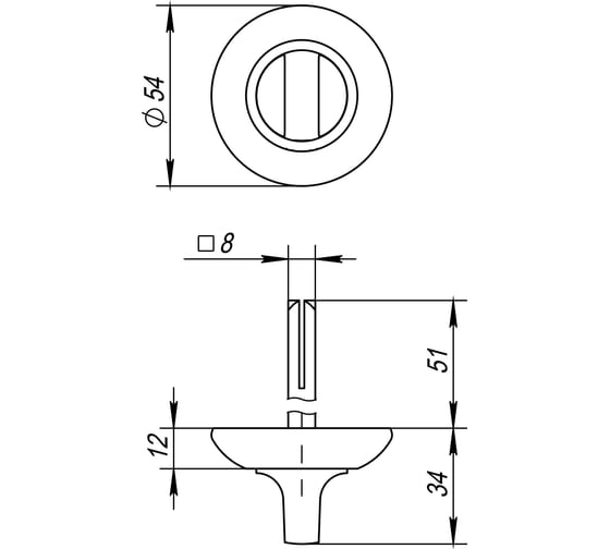 Поворотная ручка FUARO BKW8.R.RM54 (BKW8 RM) CP-8 хром 27389