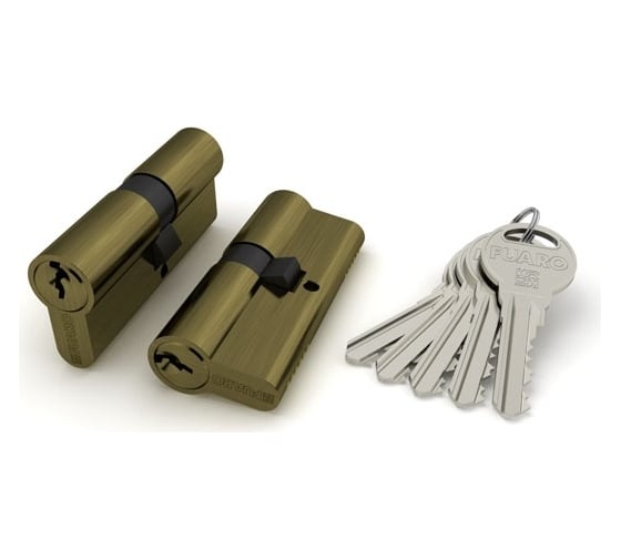 Цилиндровый механизм FUARO (100 ZA/60) 1000ZAKey60(25+10+25) AB бронза 5Key 40999