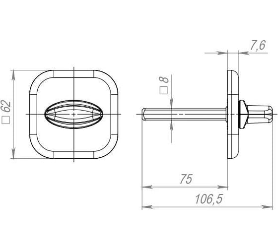 Поворотная ручка FUARO BKW8x75.K.XL62 (BKW8x75 XL) CP-8 хром 41303