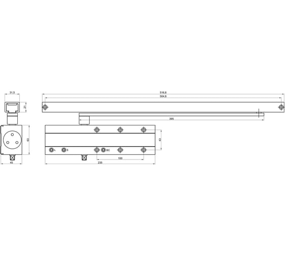 Доводчик со скользящей тягой Doorlock dl345s bc da en1-4 серебристый 75570