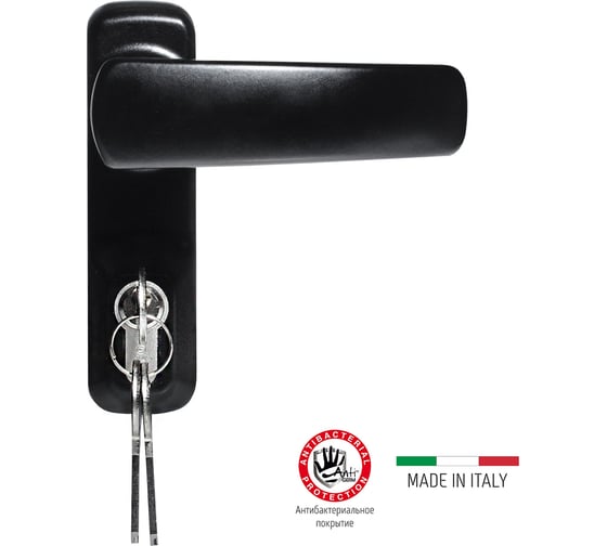 Внешняя нажимная ручка для противопожарных дверей Doorlock DL PD900FR/H1, черная, с цилиндром, толщина двери до 105 мм 75441