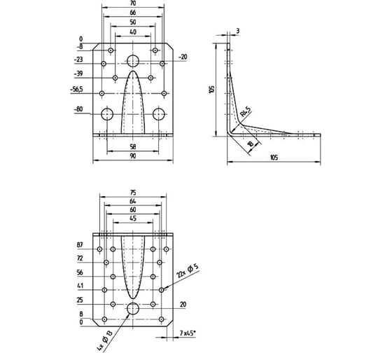 Уголок ALBERTS DURAVIS перфорированный, усиленный, черный перламутр, 105x105x90 мм 301880