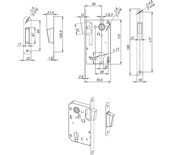 Корпус замка FUARO MAGN5300-M-C (5300-M-C) GR графит 42435
