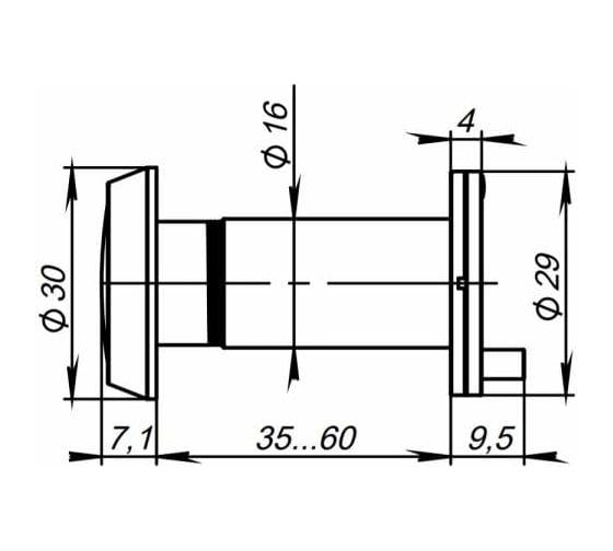 Дверной глазок PUNTO оптика пластик DV-1/60-35/P (DVP1/NEW) CP хром 35153