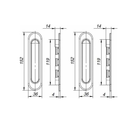 Ручка для раздвижных дверей PUNTO SH.SL152.010 (Soft LINE SL-010) BL черный 43505