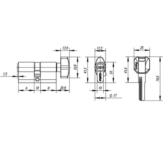 Цилиндровый механизм PUNTO (Z402/120) Z4002Knob120(55+10+55) с вертушкой CP хром 40883