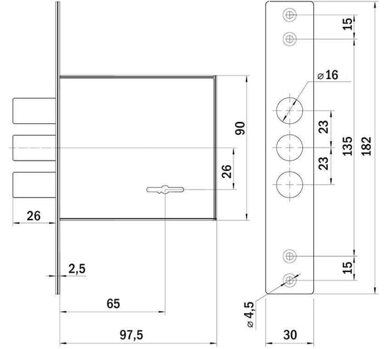 Врезной сувальдный замок PUNTO MDV30S-817 CP (V30/S) CP хром 45897