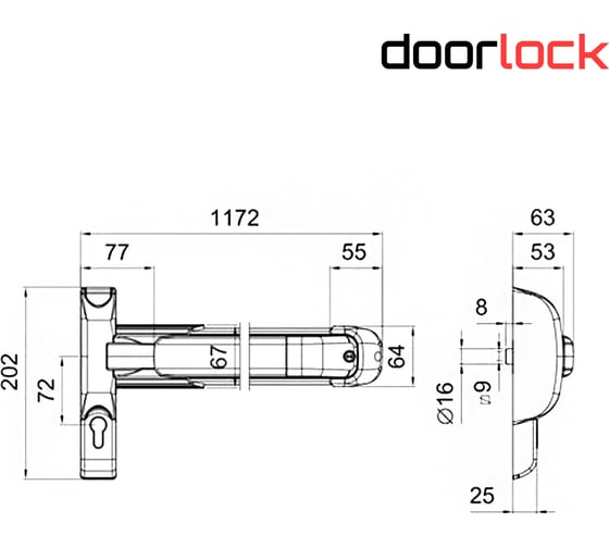 Клавишный механизм антипаника Doorlock PD910FR-PUSH 1170мм PZ72mm, цвет Endurance под нержавеющую сталь, огнестойкий 75449
