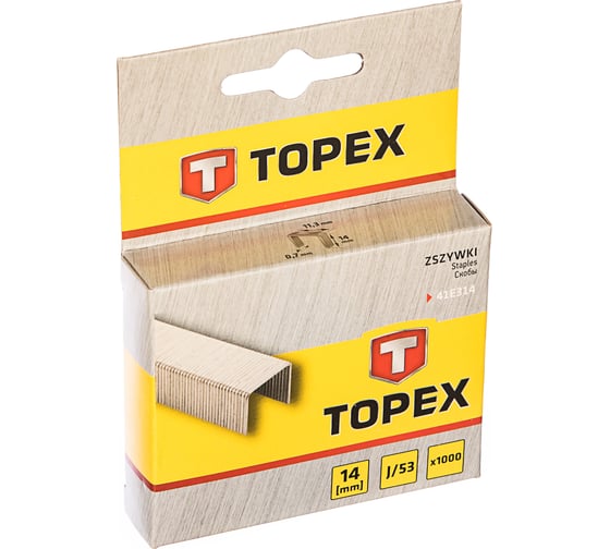 Скобы тип J (14 x 11.3 x 0.7 мм) 1000 шт. TOPEX 41E314