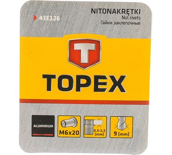 Заклепки M6 20 шт TOPEX 43E126
