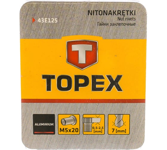 Заклепки M5 (5.1 мм; 20 шт.) TOPEX 43E125