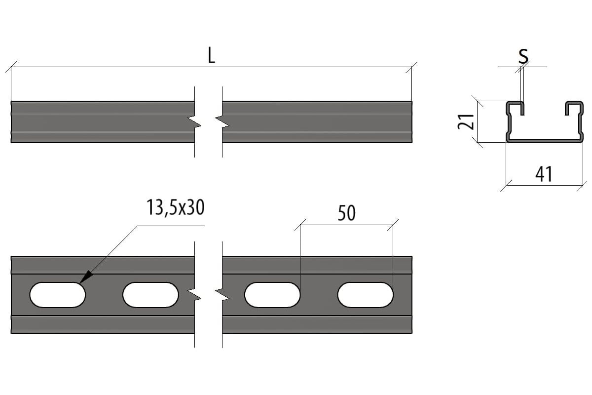 Страт-профиль Система КМ 41x21 мм, L700 мм, s:3 мм STPV41-21-700 ...