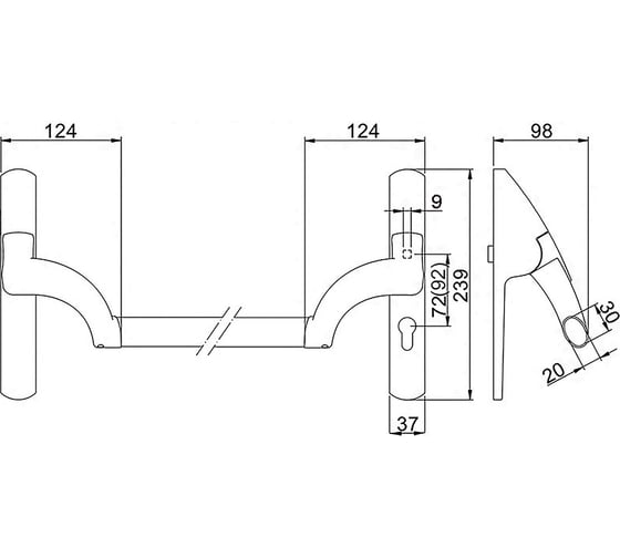 Механизм антипаник бара Doorlock PD800FR-BAR PZ72mm, RAL9006 серебристый, огнестойкий, без внешней ручки 75420