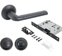 Комплект ручка и защелка АЛЛЮР АРТ ПОЛО BL+L7050S BL+BK-R1 BL(15150/S7050) матовый черный 14671