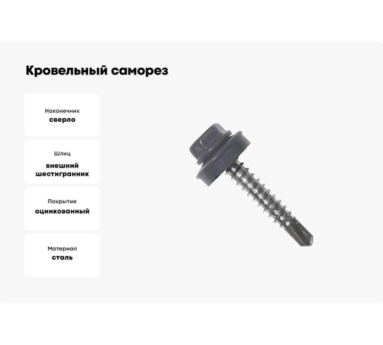 Кровельный саморез Kenner 5,5х19 RAL7004 серый 300шт ск55197004ф
