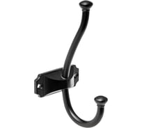 Мебельный крючок Kerron двухрожковый, матовый черный KR 0420 BL