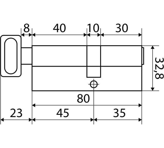 Цилиндровый механизм Стандарт MAX 80 (35x45В), SN, 5 кл. перф., ключ/верт. 14798
