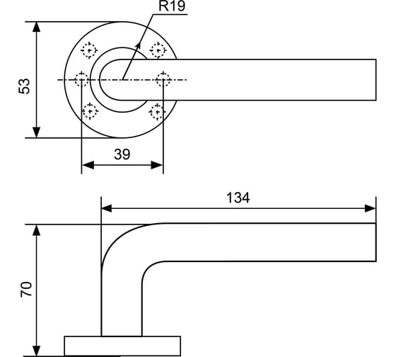Комплект ручек Стандарт 0204 SS (35-70) INOX нерж. сталь 14870