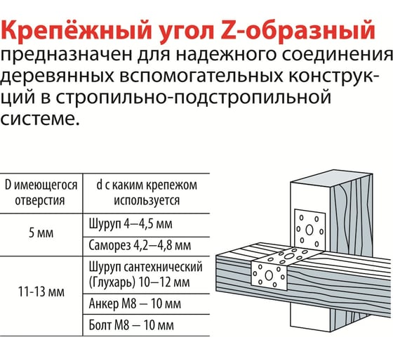 Z-образный крепежный уголок 35х70х55х2, 8шт ГОСКРЕПЕЖ КР.090825